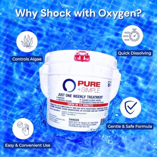 Image of Pure + Simple All-in-One Pool Shock & Clarifier - Algaecide for Swimming Pools - Fast-Acting Once Weekly Treatment for In-Ground & Above-Ground Pools - Swim in 15 Minutes (5 lbs)