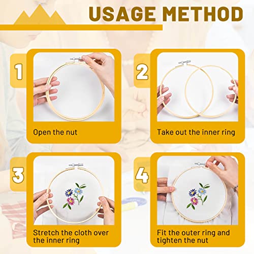 Image of GIEMSON Embroidery Hoop 3 Inch 12 Pieces Small Embroidery Hoops Bamboo Circle Cross Stitch Hoop for Embroidery Art Craft Sewing