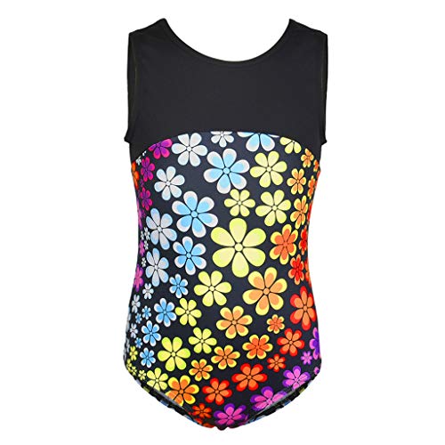 DYNWAVE Macacão Infantil Meninas Crianças Dança Ginástica Collant Sem Mangas Brilhante Bodysuit Top