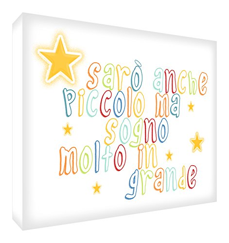 Feel Good Art Decorative littdr-a7blk-01it Token in Diamond Sanding Acrylic with Text I Will Also Be Small But Dream Very Large 7.4. x 10.5 x 2 cm Multicoloured