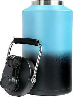 Insulated Water Bottle,1 Gallon Jug with Handle, 128oz Stainless Steel, Large Water Wide Mouth Bottle for Hot & Cold Drinks, Ideal for Travel, Camping, Family (Blue)