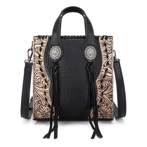Image of Trinity Ranch Crossbody Bags for Women Mini Handbag Floral Tooled Concho Collection