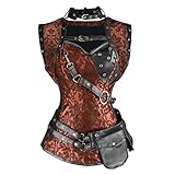Charmian Women's Steampunk Spiral Steel Boned Vintage Retro Corset Tops Bustier