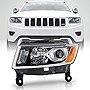 ACANII - For [Halogen Model] 2014-2016 Jeep Grand Cherokee Chrome Trim Headlight Headlamp Assembly - Left Driver Side