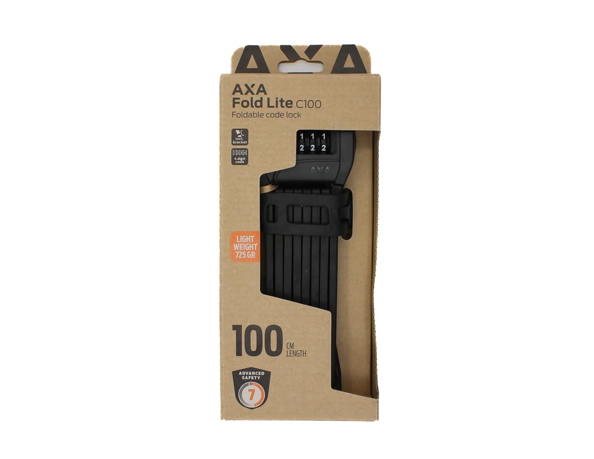 AXA Fold Lite C100 – Antivol Pliable à Code – Longueur 100 cm – Niveau de sécurité 7 – Cadenas à Combinaison Facile à Utiliser – Code Librement réglable – Support Inclus