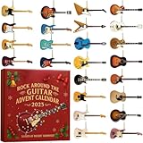 Juego completo: incluye 24 adornos de guitarra en miniatura empaquetados individualmente, listos para descubrir uno cada día antes de Navidad