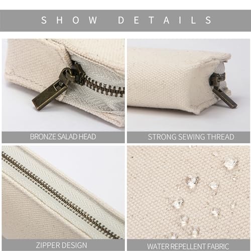 Image of Canvas Pencil Case Lightweight and Durable Ideal Pencil Pouch (Beige, Canvas)