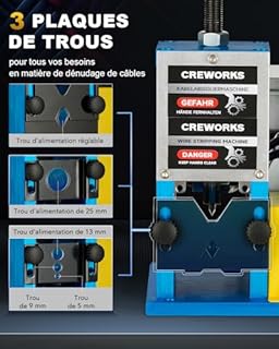 CREWORKS Machine à Dénuder Électrique 180W 1,5-25mm Dénudeur de Câble Fils de Cuivre Automatique 30m/min Dénudeuse de Câble Électrique