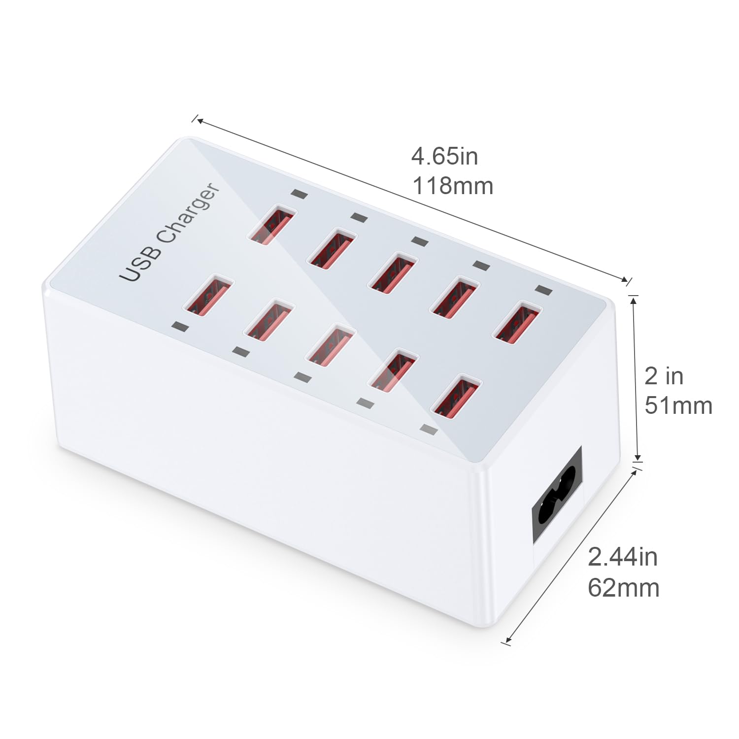 USB Charger 10-Ports Charging Station for Multiple Devices USB Wall Charger Power Hub Strip Smart Plug Charging Dock Block Compatible for iPhone Xs/XR,iPad,iPod,Smart Phones