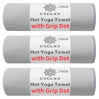 CYCLXY 3 Pack Yoga Mat Towels with Grip Dot, Hot Yoga Towel Non Slip Yoga Mat Towel Non-Slip Sweat Absorbent Anti-Slip Yoga Towel for Bikram,Pilates