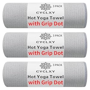 3 Pack Yoga Mat Towels with Grip Dot, Hot Yoga Towel Non Slip Yoga Mat Towel Non-Slip Sweat Absorbent Anti-Slip Yoga Towel for Bikram,Pilates