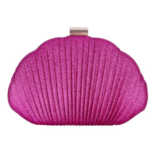 Image of Glitter Seashell Evening Clutch Purse Mini Chain Crossbody Bag Pu Leather Shell Pearl Shoulder Bag