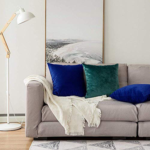 Image of Khooti Velvet Cushion Cover Pack of 1-18 inch x 18 inch / 46 x 46 cm - Royal Blue - Soft Pillow Covers Cushion Case for Sofa Bedroom Livingroom Chair Car, Cushion Cover