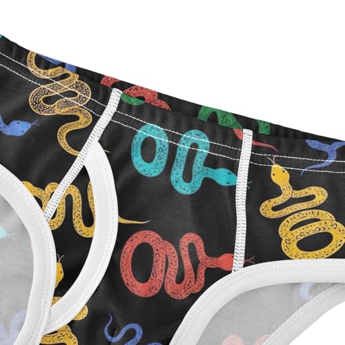 CHIFIGNO Boys' Briefs Cotton Underwear Breathable Printed Toddler Boys Briefs Underwear, Colorful Snake Black4