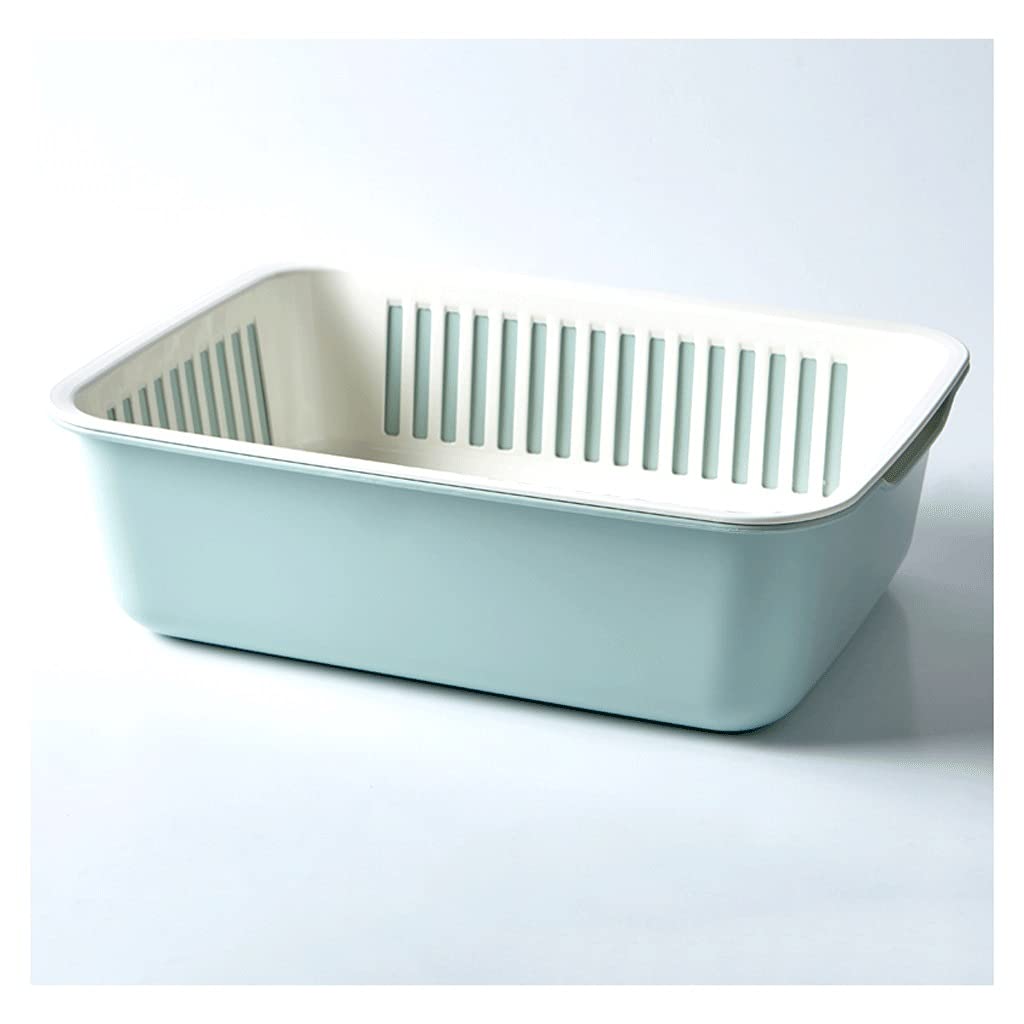 Colador, colador colador, colador colador cesta, colador fregadero colador cesta de drenaje 2 en 1 filtro y colador cesta de drenaje cuadrada de plástico cesta de verduras for el hogar fregadero de co