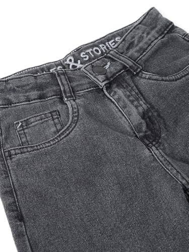 Image of Tales & Stories Boys Slim Fit Denim Jeans | 5-Pocket Stylish Mid-Rise Pants| Durable Cotton Denim Lycra with Button Closure | Casual Wear