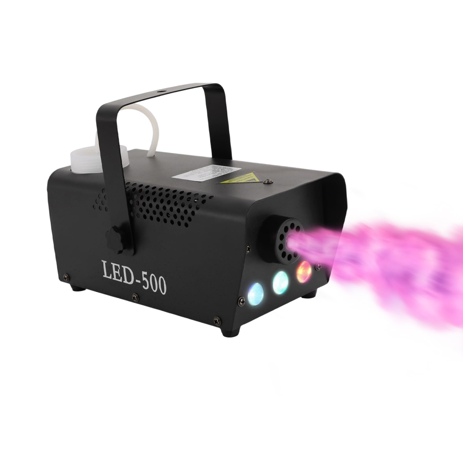 Macchina per nebbia da 500 W con effetto luce LED, Mini Smoke Machine con luce RGB 3 in 1, telecomando e controllo cavo, serbatoio da 0,3 l, tempo di riscaldamento rapido, palcoscenico, feste, DJ
