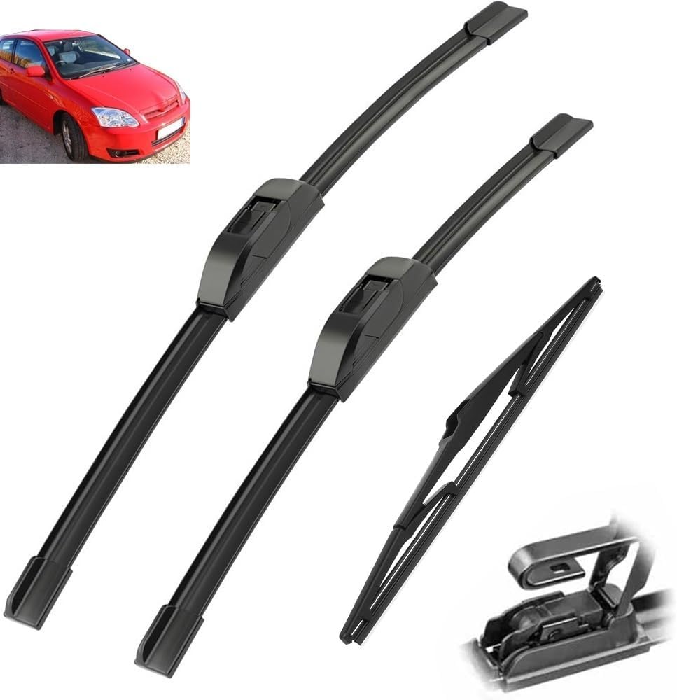 Acwyahso Wiper Blades Front Rear Set for Toyota Corolla E120 2001-2007 22"+19"+14" - All-Weather Performance