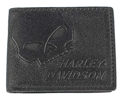 Harley-Davidson UN4627L-GRYBLK Herren Skull Graphit Leder Billfold w/Flip Out Cover