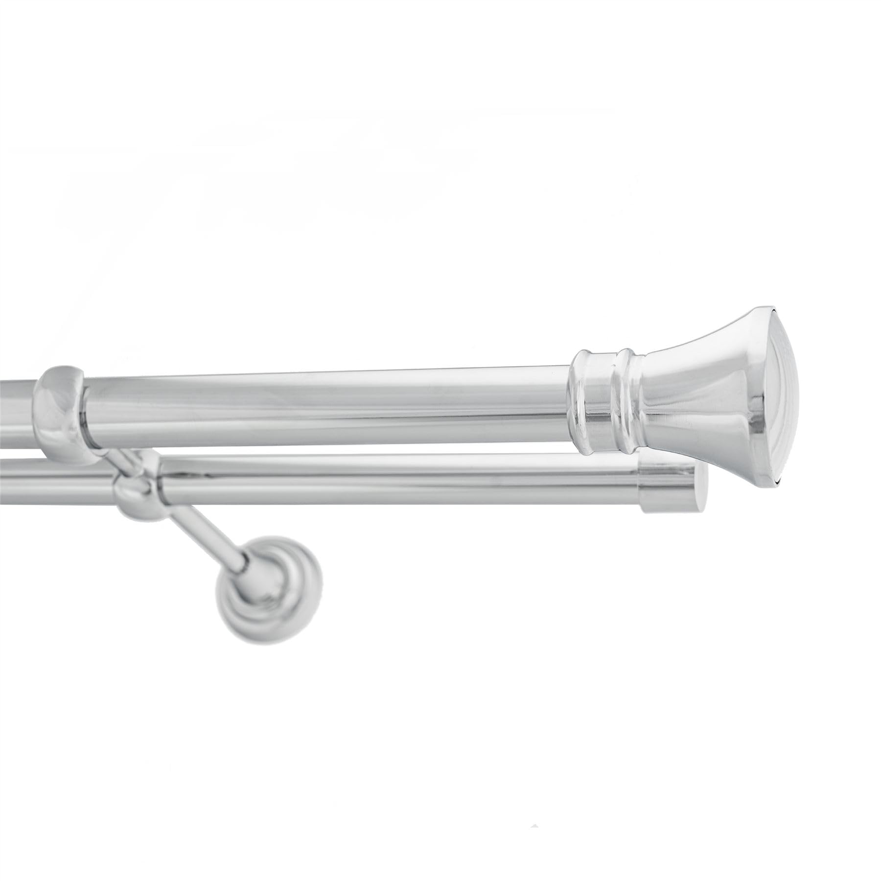 Ianpav Liberty Double Metal Curtain Pole 25/19Mm With Finials Rod Classic Brackets 390Cm Chrome