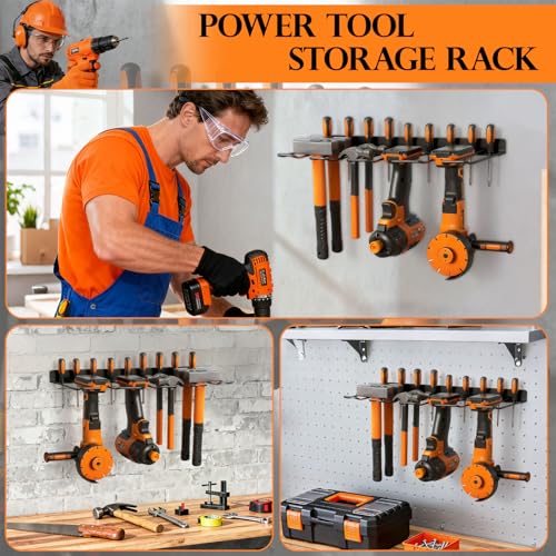 INQUIRLLY Elektrowerkzeug Organizer 4 Schlitzen Werkzeugspeicher für Werkzeugaufbewahrung und Organisation Wandhalterung Werkzeugregal zur Aufbewahrung von Elektrowerkzeugen und Schraubendrehern