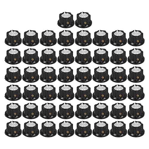 Respicefinem 50Pcs Potentiometer Knob Engineering Plastic Brass Core Control Knobs Replacement for RV24YN 20S WTH118 2W 20S and Other Potentiometers with Standard Size and Good