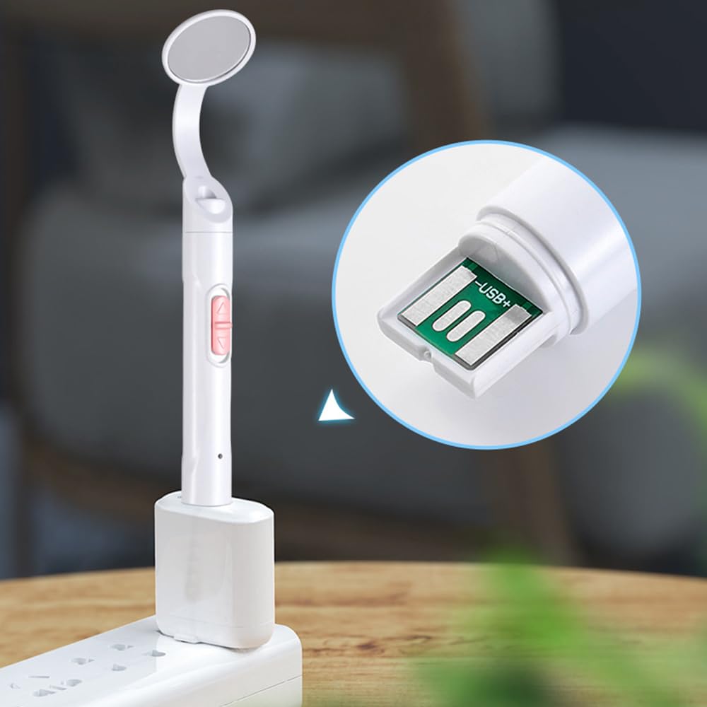 Sarini Paquete de 2 Espejos dentales con luz USB antivaho LED Dual Rosa y Azul