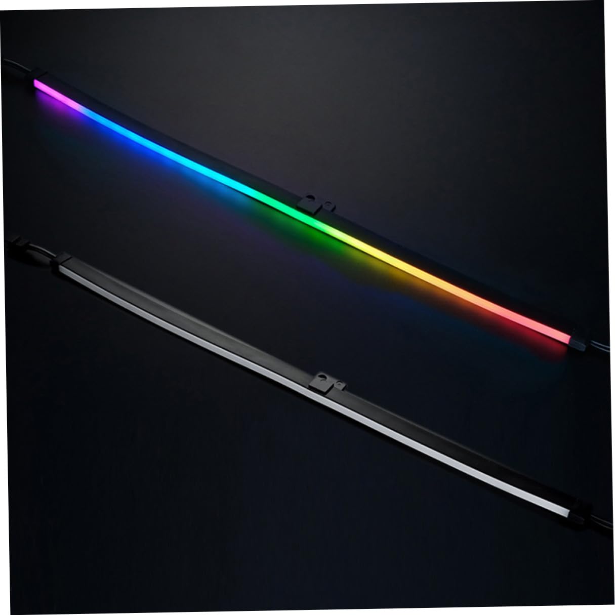 WOONEKY 2 Pièces Barre Lumineuse LED Rvb 5v 28 LED Noire pour Boîtier PC