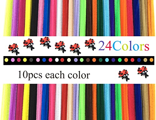 Honeytoys 240Pcs 24 Colors Creative Pipe Cleaners Chenille Stem 12 Inches X 6 Mm,Pipe Cleaners For Arts And Crafts #TOP3