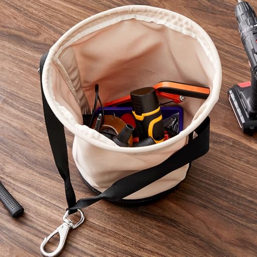 SilTriangle Heavy Duty Tool Canvas Bucket 12 x 12 x 9 Inches Tapered Wall Bucket Bag, Thickened 14 Ounce Canvas Material, Plastic Bottom High Weight Load, Load Capacity up to 100 Lbs by SilTriangle - Image 7