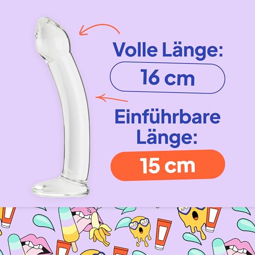 Sinful Glasdildo 16 cm - Curvy Anal Dildo Glas - Transparenter G Punkt und Prostata Penis Glas Dildo für Frauen, Männer & Paare - Anfänger Sexspielzeug Dildo aus Bruchsicherem Borosilikatglas