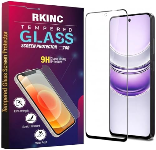 Image of RKINC Tempered Glass for Realme Narzo 60X, Realme Narzo 70X, 12, 11, 11X and Realme C67(6.72 Inch) Military Grade Gorilla Screen Guard Protector | With Installation Kit | Edge to Edge Coverage | Black