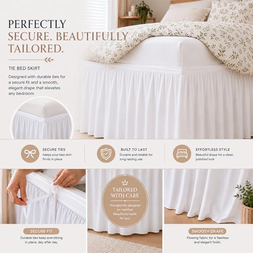 Cottingon Dorm Bed Skirt Twin XL 46" with Split Corners, 100% Microfiber Soft and Stylish, College Room Essential, Extra Long Dust Ruffle for Extended Beds, White by Cottingon - Used condition - Image 8
