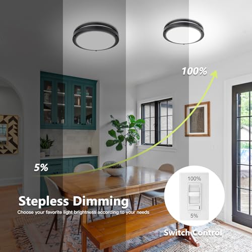 Image of Flush Mount Ceiling Light - 4 Pack 13″ 36W 3000K /3500K /4000K /5000K /6000K Dimmable Led Ceiling Light Fixture for Kitchen Hallway Bedroom Bathroom (4, Black, 13 Inch)