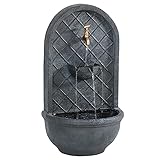Sunnydaze Messina Outdoor Wall Water Fountain - Waterfall Wall Mounted Fountain & Backyard Water Feature with Electric Submersible Pump - Lead Finish - 26 Inch