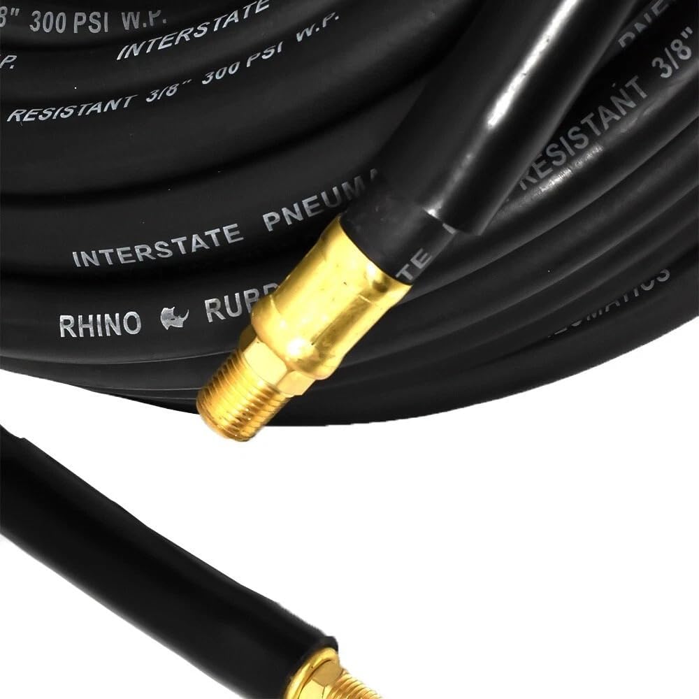 HA66-050E 50' ft Air Hose Black Rubber 3/8" Hose Diameter 1/4" NPT Male 300 PSI