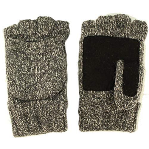 Men's Thinsulate 3M Thick Wool Knitted Half Mitten Suede Palm Gloves L/XL Gray
