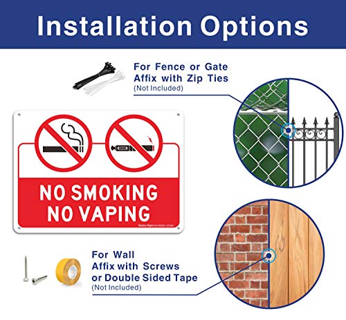 No Smoking No Vaping Sign, 4 Pack, 10" X 7" .40 Rust Free Aluminum, Uv Protected, Weather Resistant, Waterproof, Durable Ink，Easy To Mount #TOP2