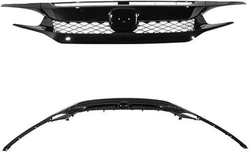 Miniatura 3 de se adapta a la parrilla delantera Honda Civic 2016-2018 Honda tipo R Style Delantero ABS Plástico Borde Negro Brillo