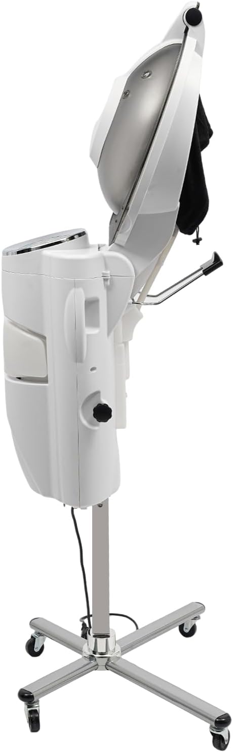 Professional Standing Hair Steamer Ozone Nano Steam Treatment with 12 Color Lights Hooded Steam Cap with Wheels for Salon & Home Hair Care