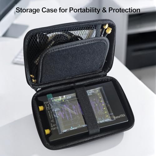 Image of AURSINC NanoVNA H4 Vector Network Analyzer, Lastest V4.4 9kHz-1.5GHz 4 inch Antenna Analyzer, with EVA Hard Shell Protective Storage Bag for Antenna Analyzer, Shockproof, Waterproof, with Carry Strap