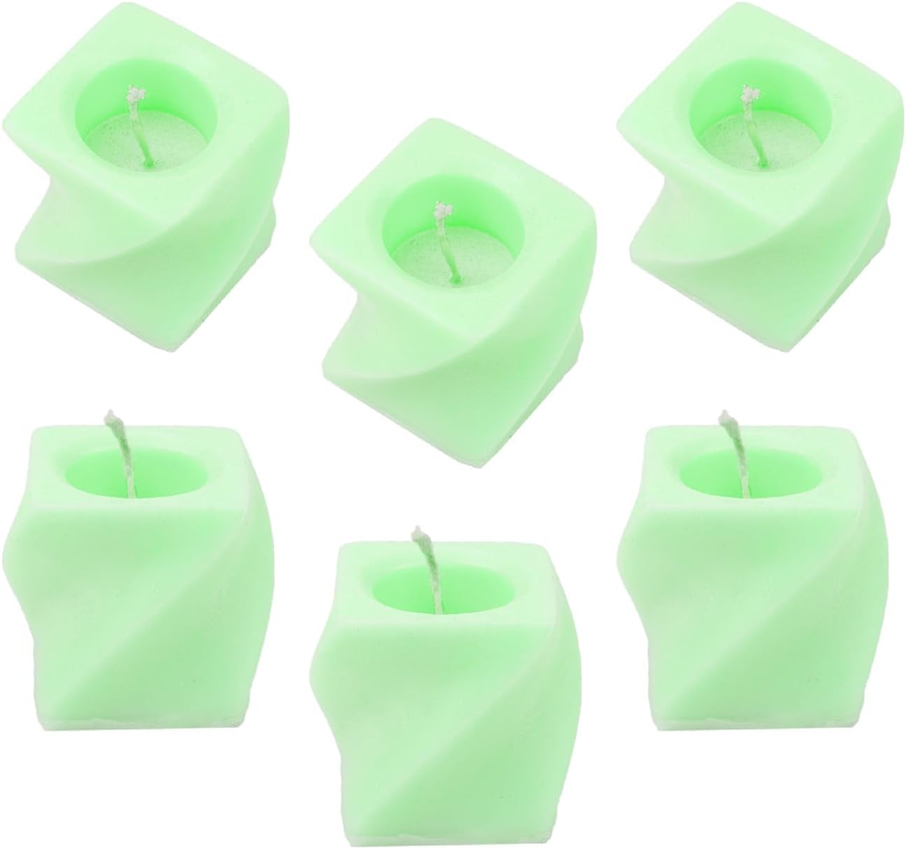 Green Color Twist Shape Soy Wax Candle for Home Decoration Wedding Christmas Birthday Valentine's Day