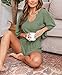 Ezbelle Women's V Neck Waffle Knit Pajamas Set Short Sleeve Crop Tops with Shorts 2 Piece Outfit Lounge Set Green Medium