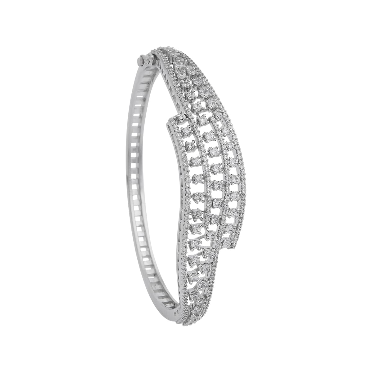 Fashion Jewellery White Rodium Polished Zircon Kada |Best For Gifting, Bride, Bridemaids & Special Occasion | Zircon Kada For Women - 411714