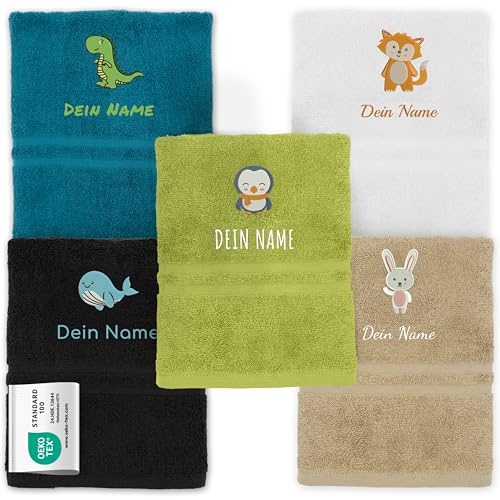 Kilala Kinderhandtuch T-Rex Dino Personalisiert - Gästehandtuch 30x50cm Mit Namen
