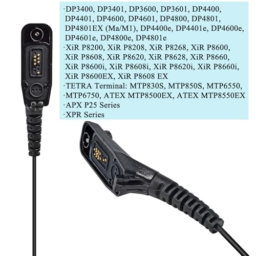 HYS Walkie Talkie Earpiece Headset Built-in PPT Mic Compatible with Motorola DP3400 DP4400 DP4800 DGP4150 XPR-6300 DGP6150 DGP5000 XiR P8208 XiR P8268 Multi Pin Two Way Radio (Acoustic tube Type)