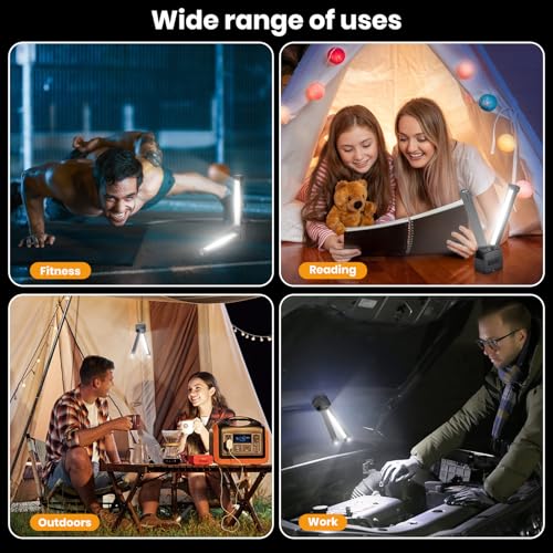 Gym Lamp, Portable Gym Light Posing Lamp Magnetic LED Flashlight 7th Gear Dimming with Hanging Hook 180° Folding (Black) - Image 5