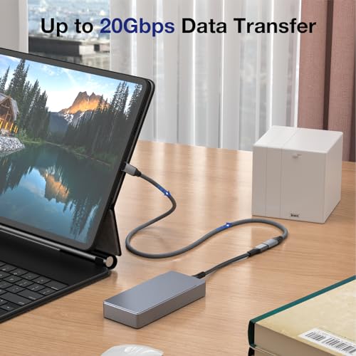 UseBean 90 Degree USB C Extension Cable 0.3m, Up&Down PD 100W USB 3.2 Gen2 20Gbps Type C 3.2 Male to Female 4K Video Cord - Image 2