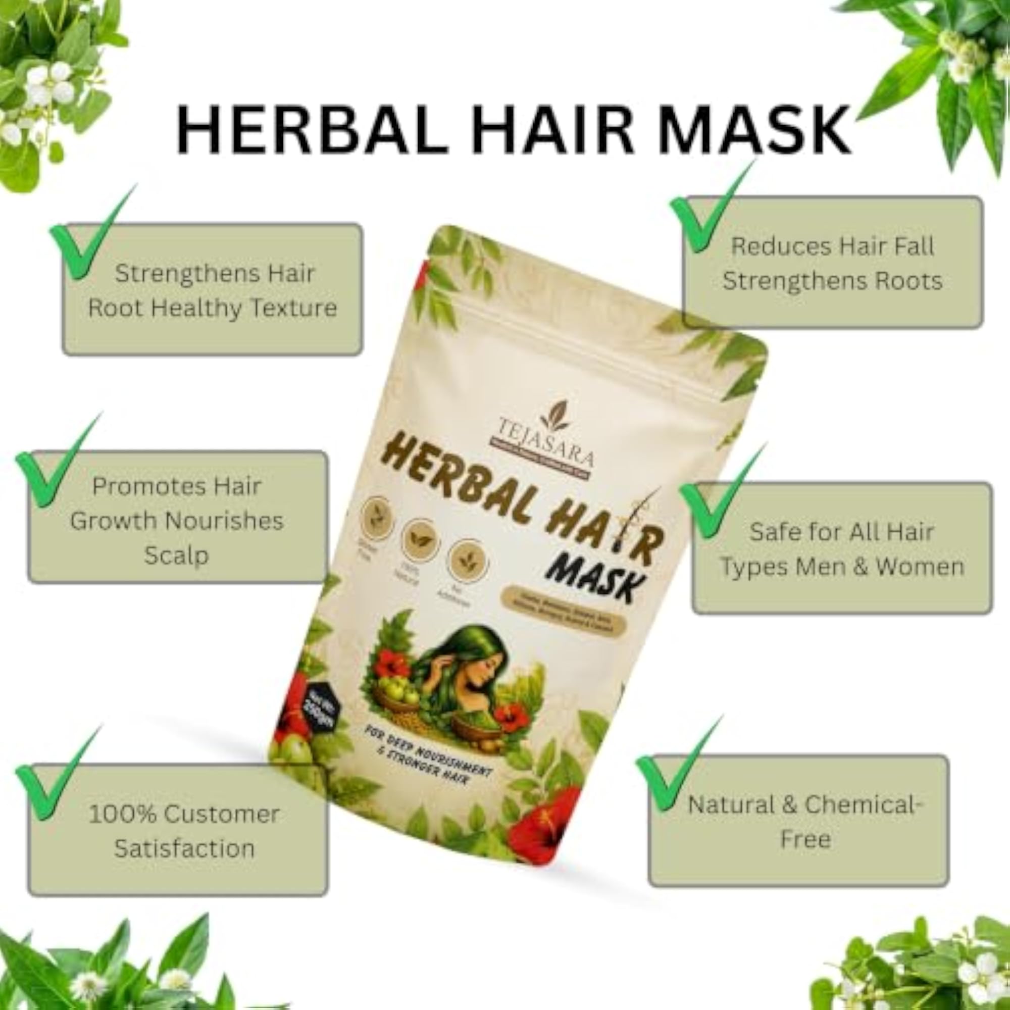 Herbal Hair Mask Powder for Dandruff & Hair Fall, Ayurvedic