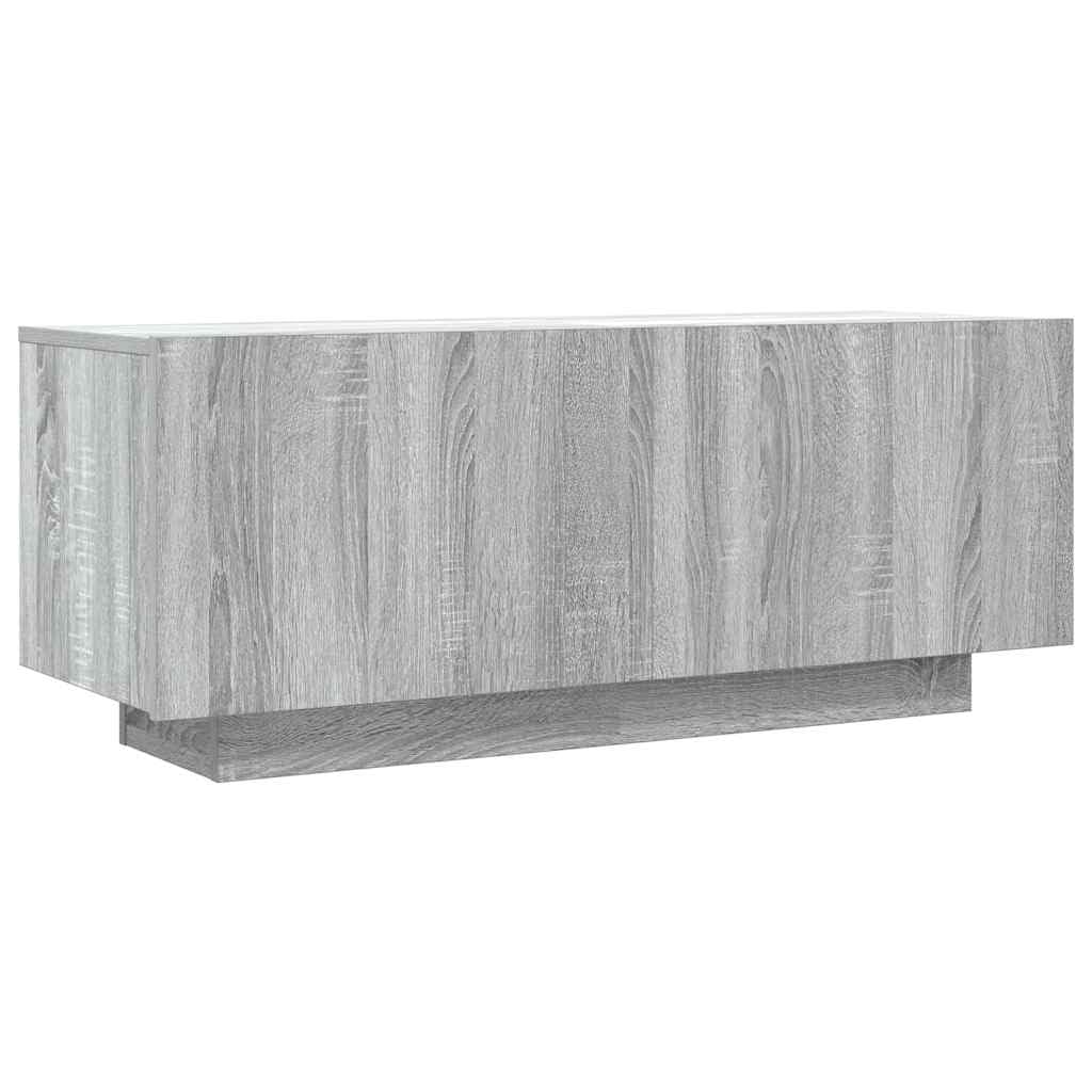 Mueble de TV LED 100 cm Armario para Televisión Consola Multimedia de TV Moderna para Salón, Comedor, Dormitorio-Gris sonoma-100x35x40 cm